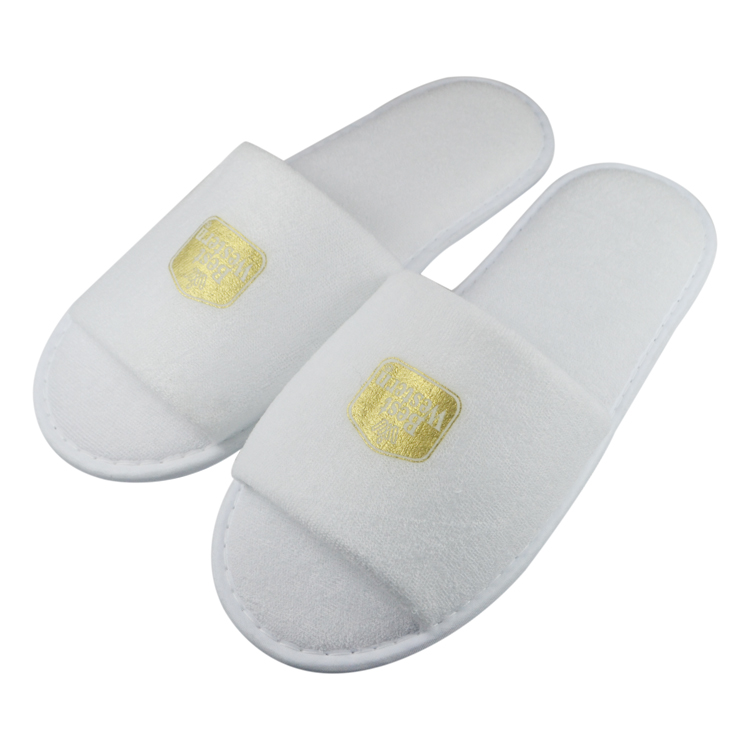 Cheap White Open toe Terry Disposable slippers for Guests