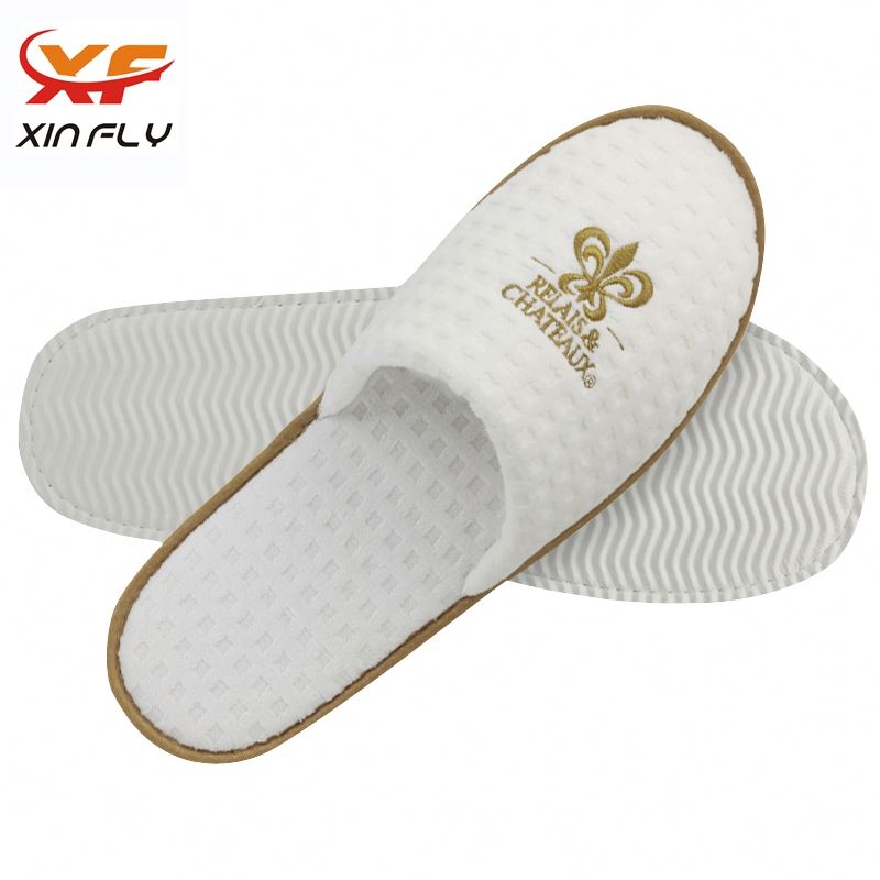 100% cotton Closed toe hotel eva sole slipper for