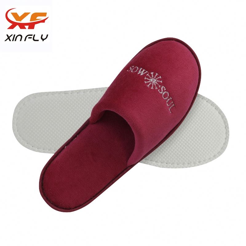 Washbable EVA sole hotel slippers custom with Embroidery
