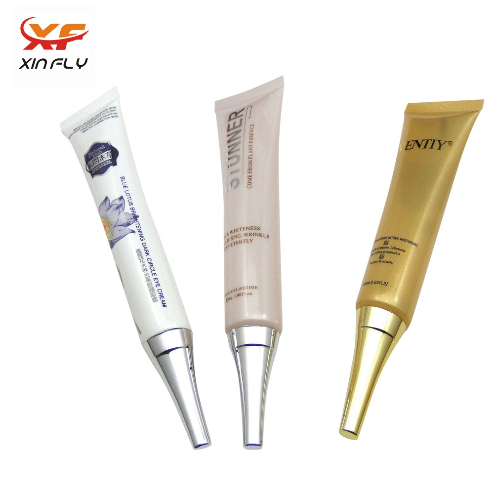 Plastic Cosmetics Packaging Tube With Metallic Long Nozzle for Eye Cream
