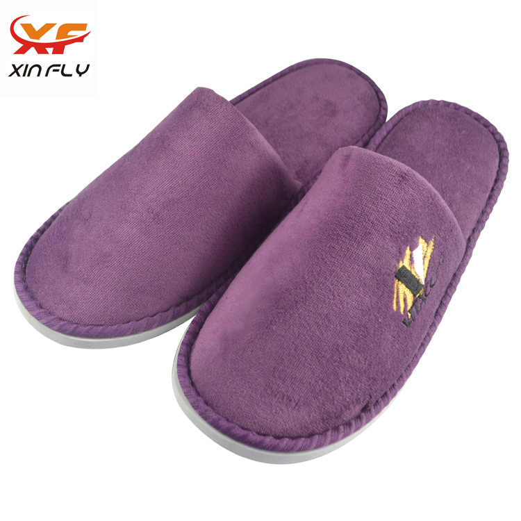 High quality Cheep Washable Custom Velvet Hotel Slippers For Guest