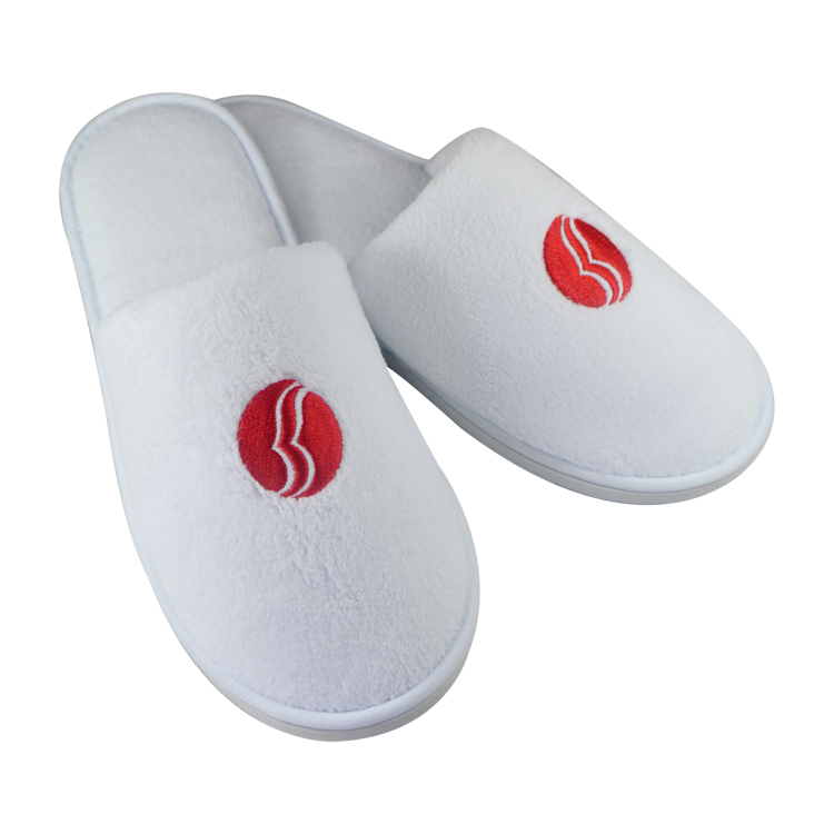 Washable Personalized White Hotel Slippers with LOGO - Yangzhou Xinfly ...