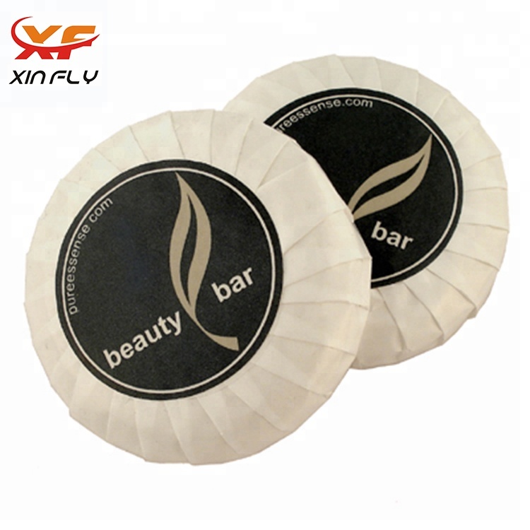 Özelleştirilmiş Logo 20g 25g 30g 35g parlak kağıt pile banyo için küçük tek kullanımlık Otel Soap sarılmış