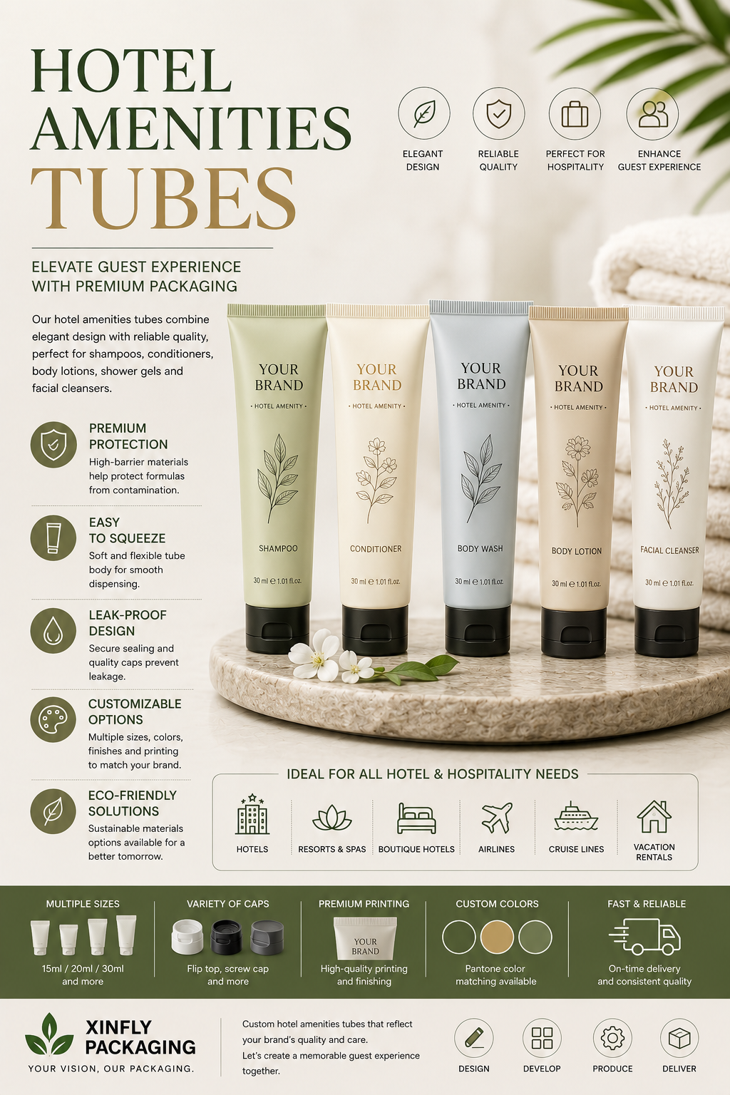 Custom Hotel Amenities Tubes by Xinfly Packaging